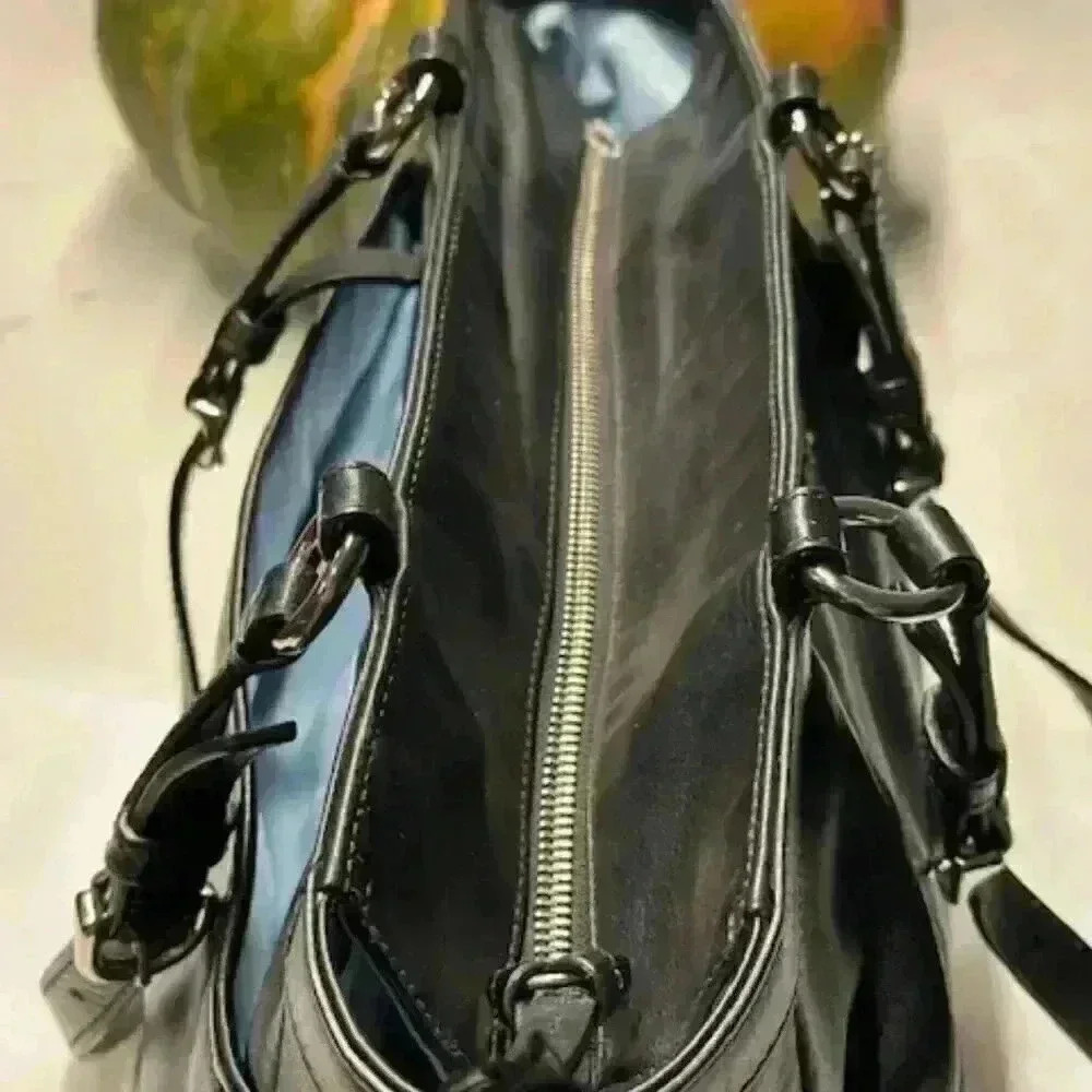 Coach Gallery East West Leather Tote Shoulder Bag Black - Picture 8 of 15